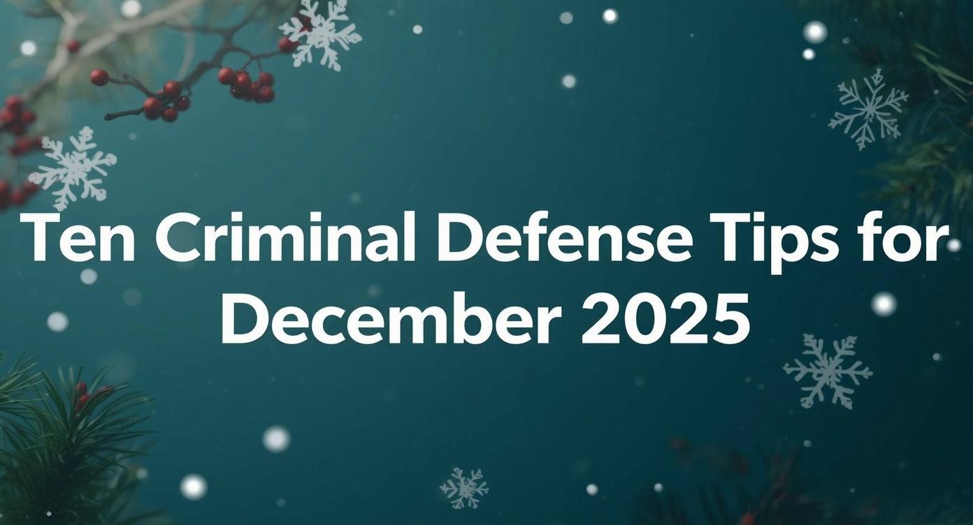 Ten Criminal Defense Tips for December 2025